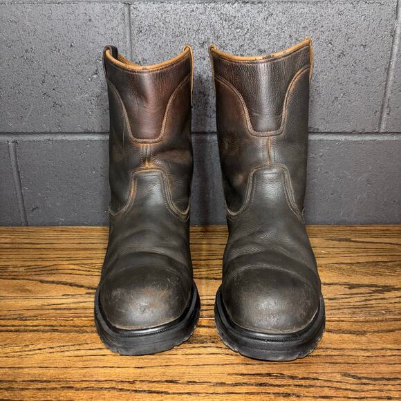 Survivor Work Boots Brown Leather Pull On Wellington ASTM F2413-18 Men’s 13